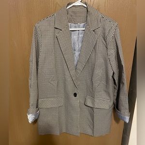 NWOT Large Brown/Light Brown Checked Blazer Shein